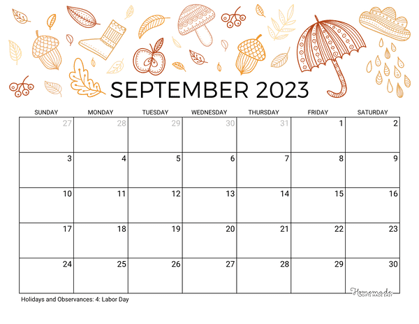 September 2023 & 2024 Calendar | Free Printable with Holidays