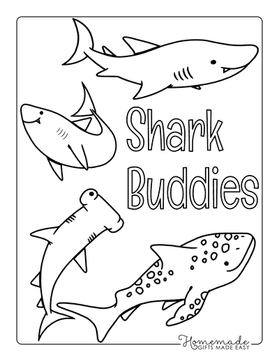 Shark Coloring Pages Easy Cute Shark Buddies