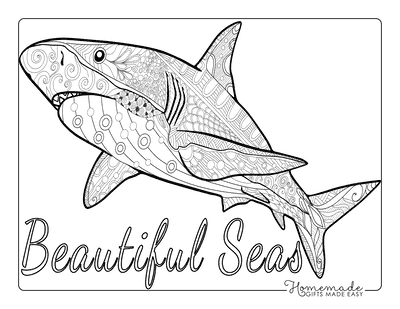 Shark Coloring Pages Mandala Shark for Adults