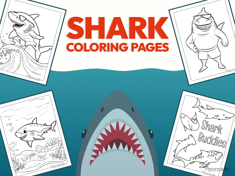free sharks coloring pages prtinable PDFs for kids and adults