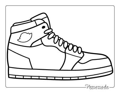 Shoe Coloring Pages Drippy Simple Air Jordan 1 Drawing