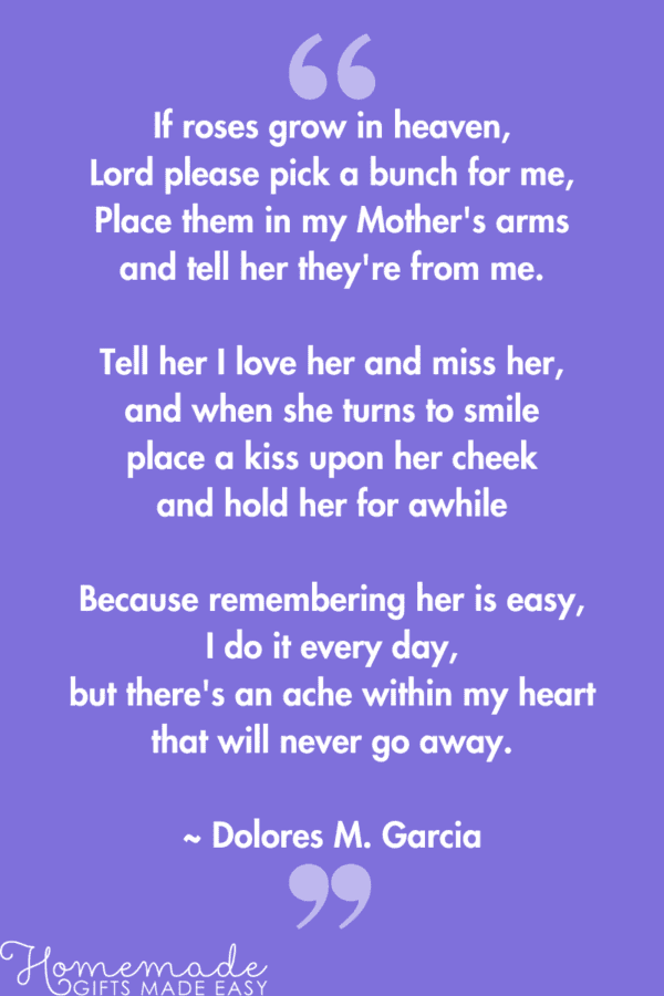 sh ort mothers day poems if roses grow in heaven