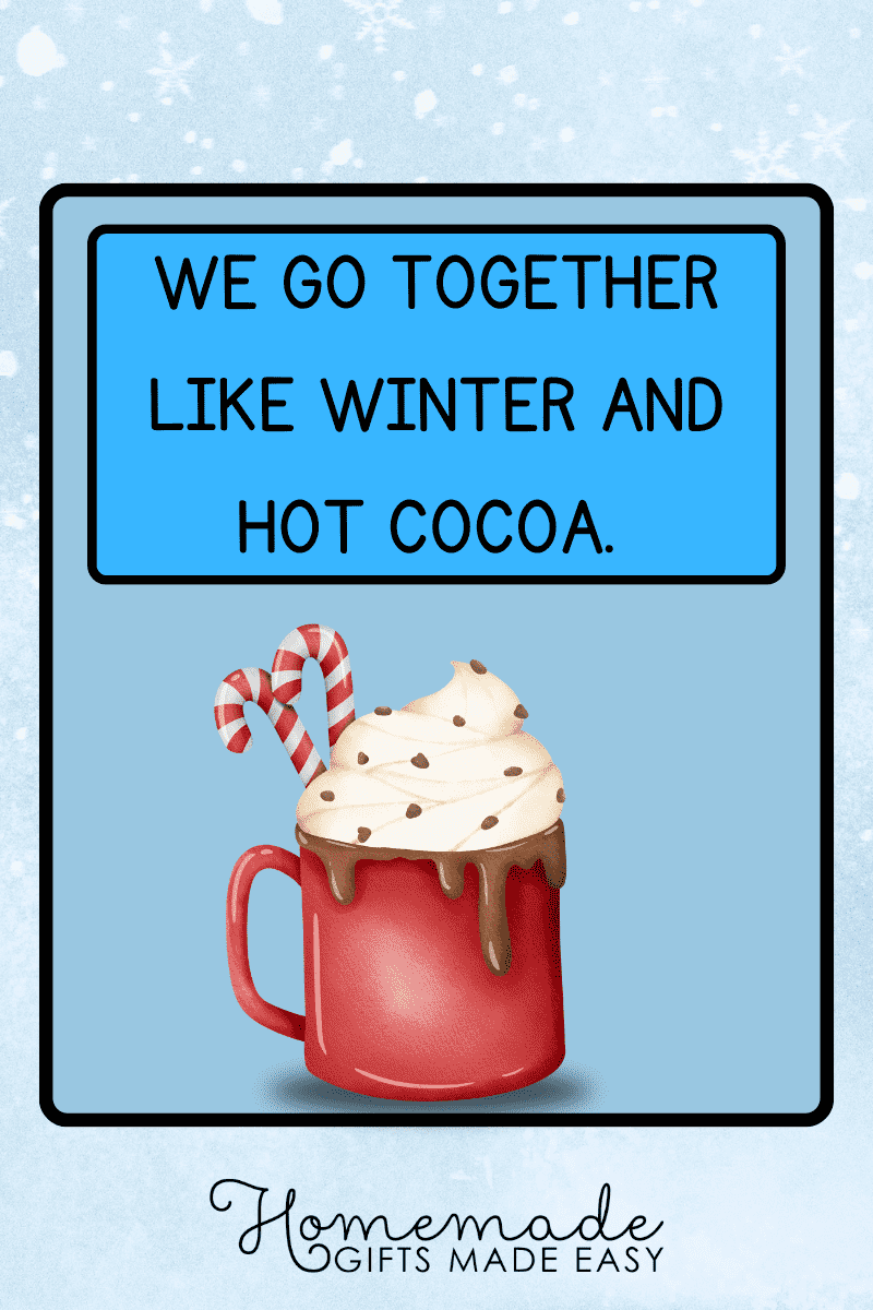 snow puns winter and hot cocoa