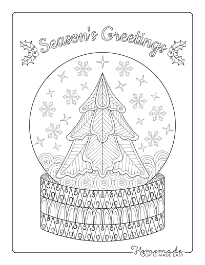 Snowflake Coloring Page Christmas Snowglobe