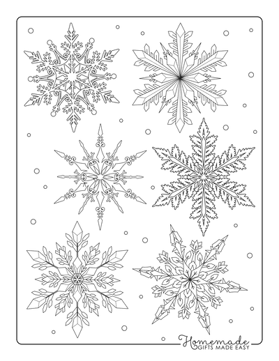 Snowflake Coloring Page Detailed Set of 6 P1