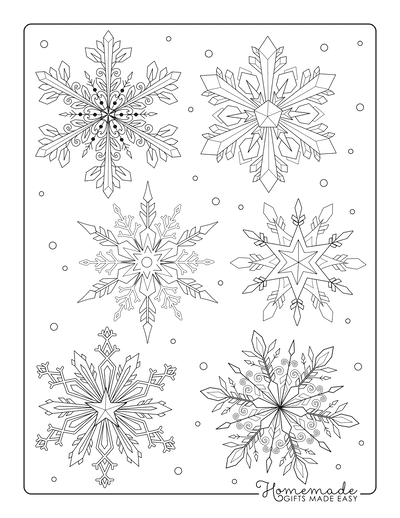 Snowflake Coloring Page Detailed Set of 6 P2