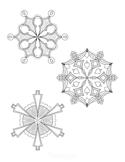 Snowflake Coloring Page for Adults Intricate Set of 3 P2