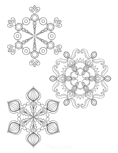 Snowflake Coloring Page for Adults Intricate Set of 3 P3