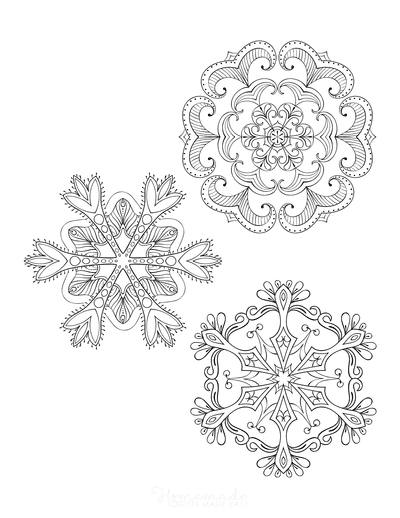 Snowflake Coloring Page for Adults Intricate Set of 3 P4