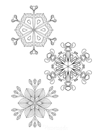 Snowflake Coloring Page for Adults Intricate Set of 3 P6