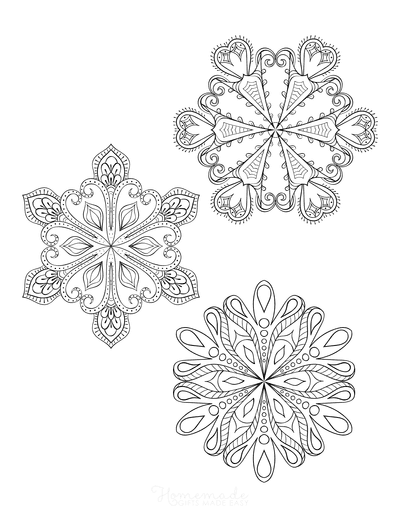 Snowflake Coloring Page for Adults Intricate Set of 3 P7