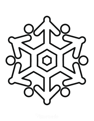 Snowflake Coloring Page Simple Outline 26