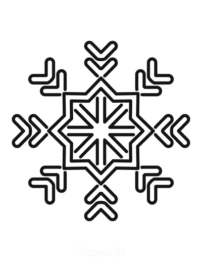 Snowflake Coloring Page Simple Outline 32