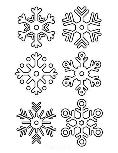 Snowflake Coloring Page Simple Outline 6 Designs P1