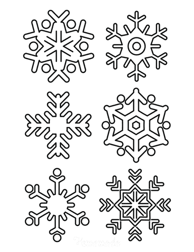 Snowflake Coloring Page Simple Outline 6 Designs P2