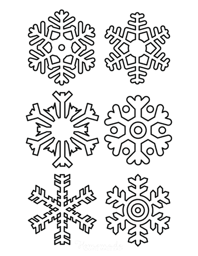 Snowflake Coloring Page Simple Outline 6 Designs P4