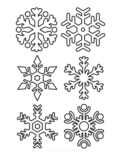 Snowflake Coloring Page Simple Outline 6 Designs P5