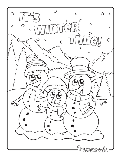 Snowman Coloring Pages 3 Cute Snowman in Mountains