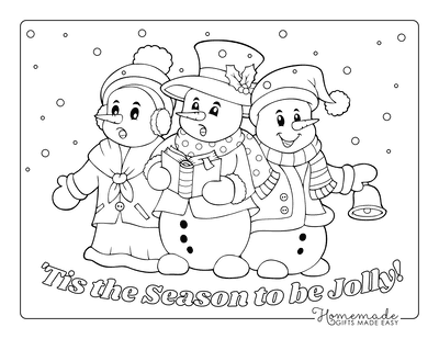 Snowman Coloring Pages 3 Snowmen Singing Carols