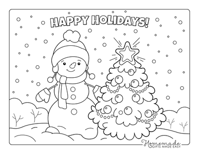 Snowman Coloring Pages Christmas Tree Star Snowing