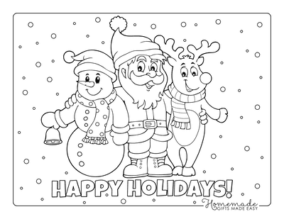 Snowman Coloring Pages Cute Reindeer Santa Snowman With Bell