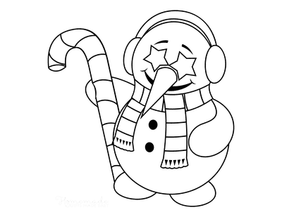 Snowman Coloring Pages Cute Star Eyes Ear Muffs