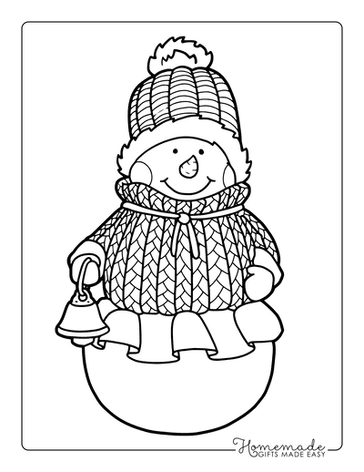 Snowman Coloring Pages Knitted Sweater Bell