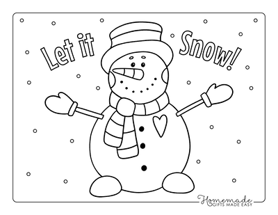 Snowman Coloring Pages Let It Snow Cute