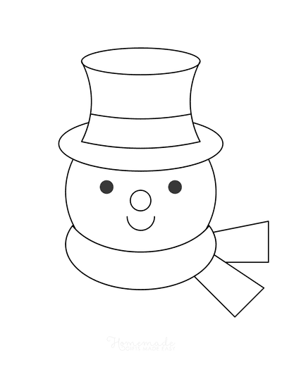 Snowman Coloring Pages Simple Snowman Head Outline With Top Hat Scarf