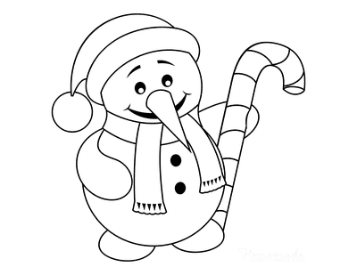 Snowman Coloring Pages Simple Snowman Holding Candy Cane