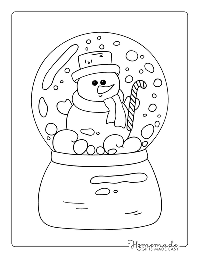 Snowman Coloring Pages Snowglobe Candy Cane