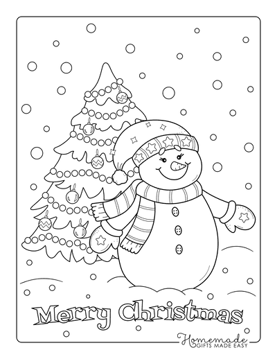Snowman Coloring Pages Snowing Christmas Tree Ornaments Merry Christmas