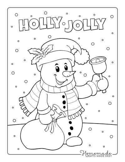 Snowman Coloring Pages Snowman Ringing Bell Holding Sack