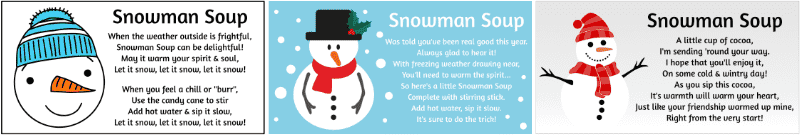 Snowman soup printable labels free