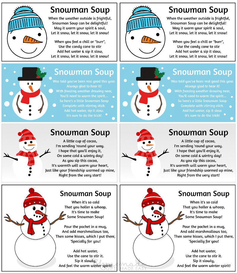 Snowman Soup Recipe Printable Free