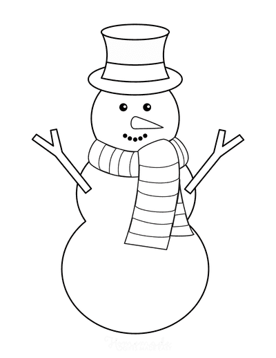 Snowman Template Top Hat Scarf Carrot Nose Large