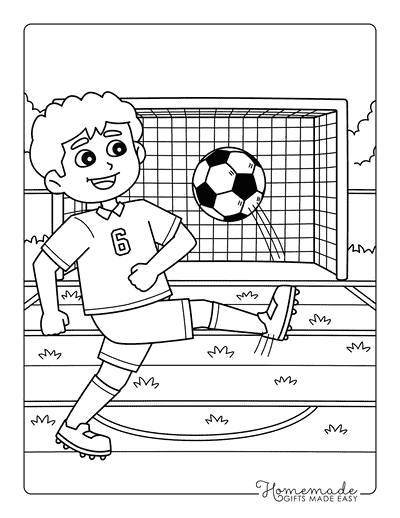 Soccer Coloring Pages Easy Cool Soccer Player Kicking Goal