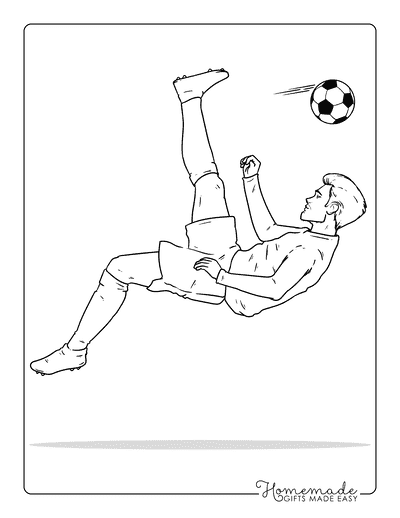 Soccer Coloring Pages Easy Realistic Soccer Player Bicycle Kick Drawing