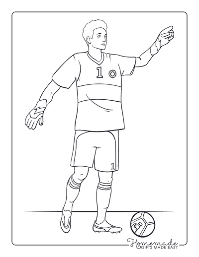 Soccer Coloring Pages Easy Realistic Soccer Player Man Goalie Drawing