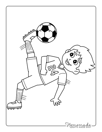Soccer Coloring Pages Easy Soccer Player Bicycle Kick