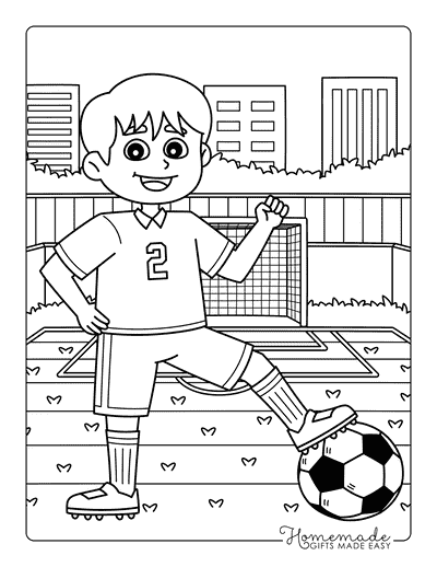 Soccer Coloring Pages Easy Soccer Player Boy on Soccer Field