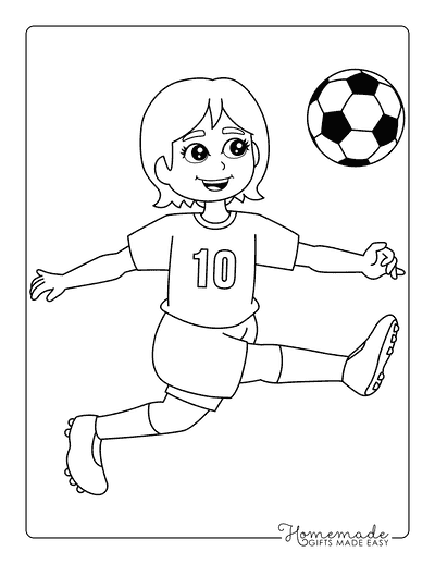 Soccer Coloring Pages Easy Soccer Player Girl Kicking Soccer Ball Football