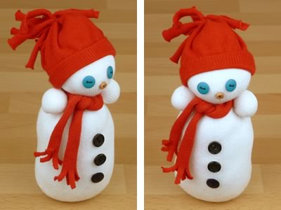 completed sock snowman