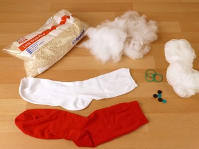 materials for making sock snowman
