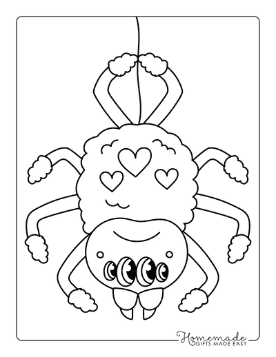 Spider Coloring Pages Cute Easy Hand Drawn Cartoon Spider