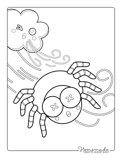 Spider Coloring Pages Easy Cute Spider Blown Away in Wind