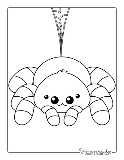 Spider Coloring Pages Kawaii Spider to Color for Preschoolers