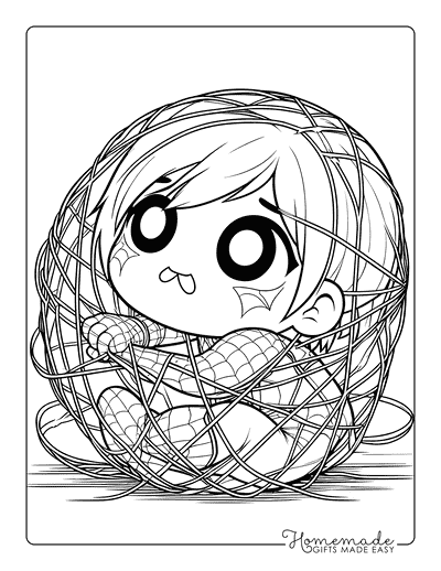 Spiderman Coloring Pages Chibi Spiderman Stuck in Webs