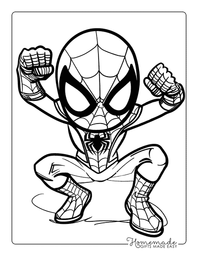 Spiderman Coloring Pages Kawaii Spiderman Flexing