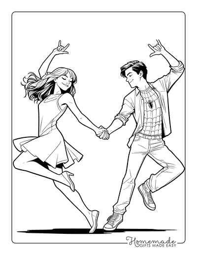 Spiderman Coloring Pages Peter Parker Mj Dancing